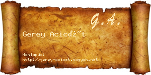 Gerey Acicét névjegykártya